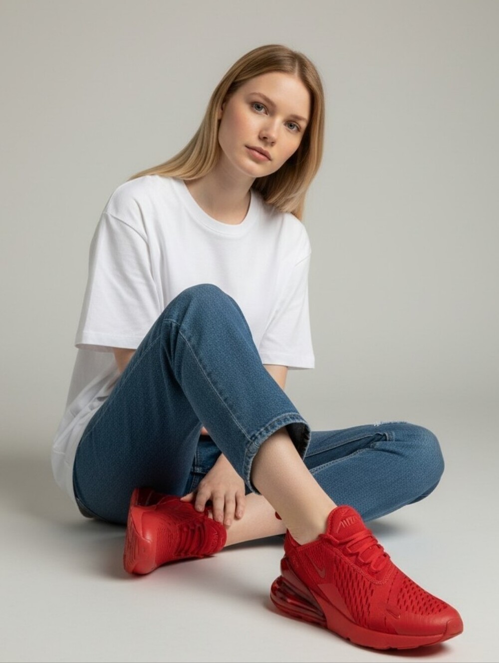 Nike Air Max 270 Triple October Red University Red Sneakers Youth 5Y Womens 6.5 - Picture 6 of 7